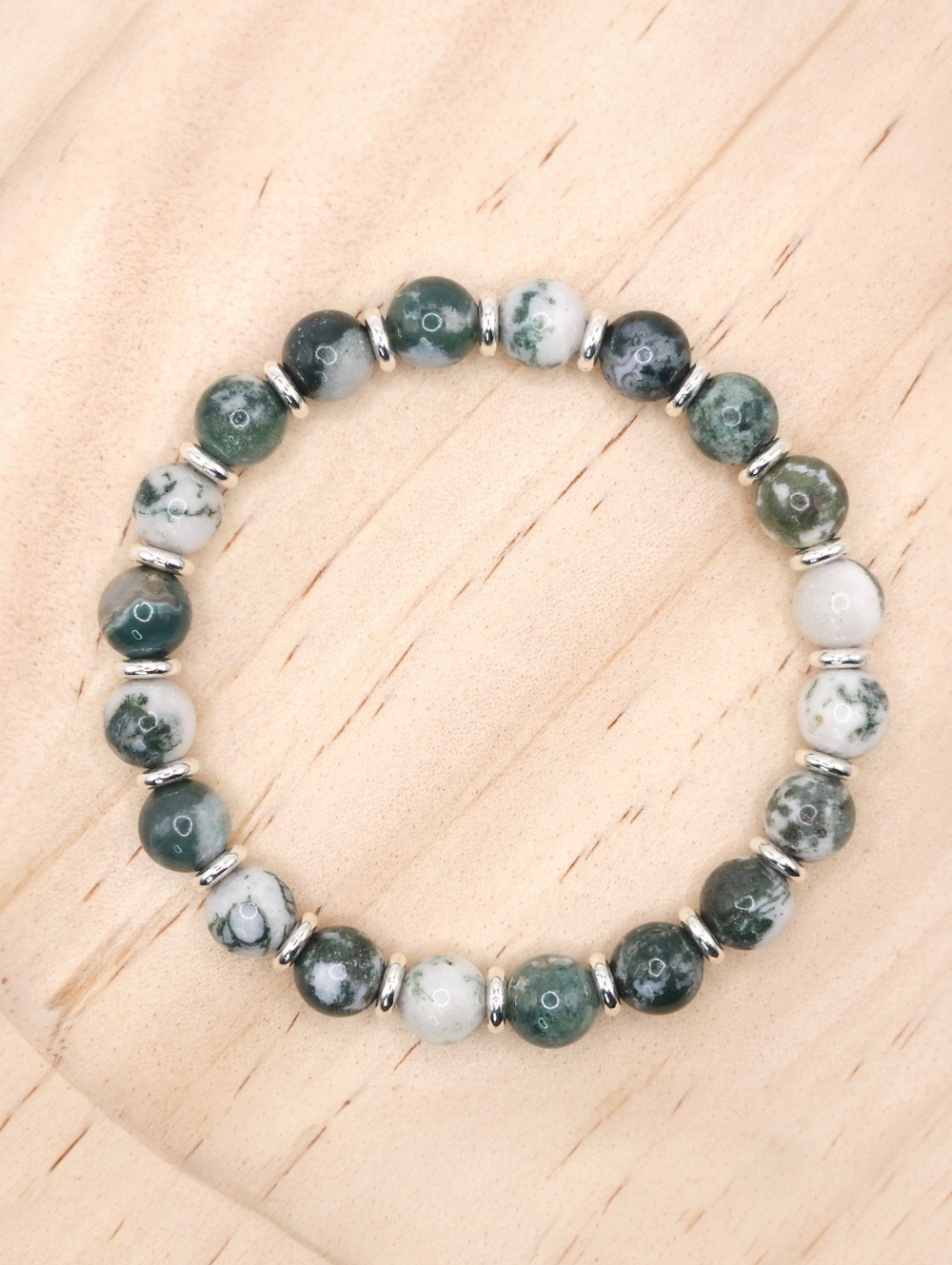 Tree Agate Natural Gemstone Stretch Bracelet